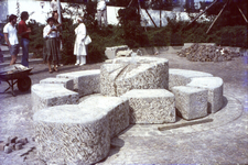 Brunnenaufbau am Olympiazentrum 1981